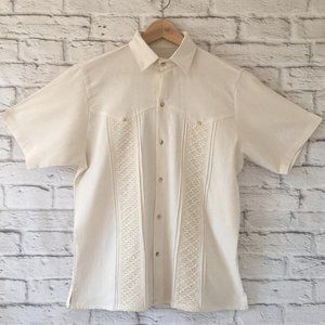 Men's Off White Mexican Guayabera Shirt